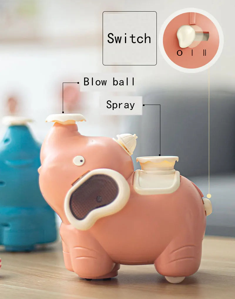 Electronic Elephant Blowing Ball Walking Toys Levitation Ball Robot Elephant Sprayer Humidifier Lighting Musical Spray Mist Toy