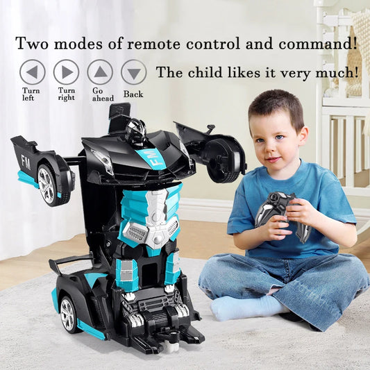 2IN1 Electric RC Car Transformation Robots One-key Deformation Car Outdoor Remote Control Sports Car Model  Children Boys Toys