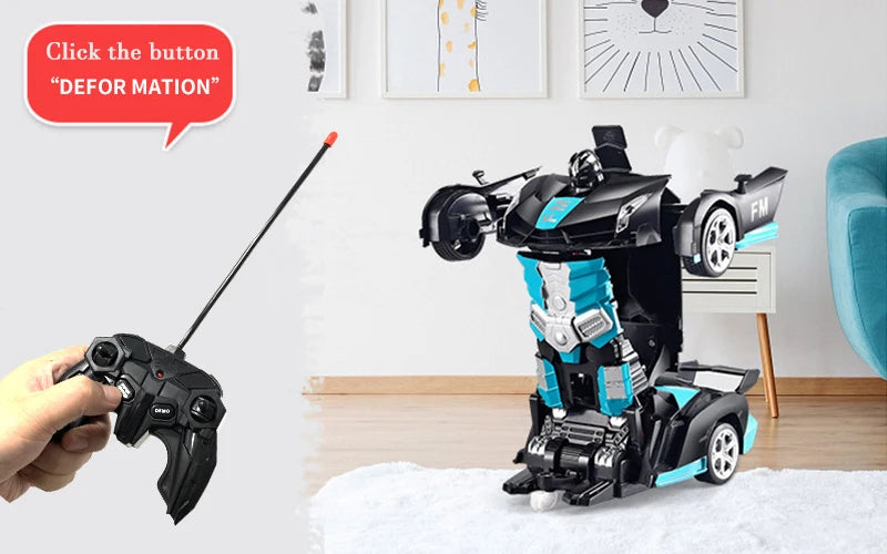 2IN1 Electric RC Car Transformation Robots One-key Deformation Car Outdoor Remote Control Sports Car Model  Children Boys Toys