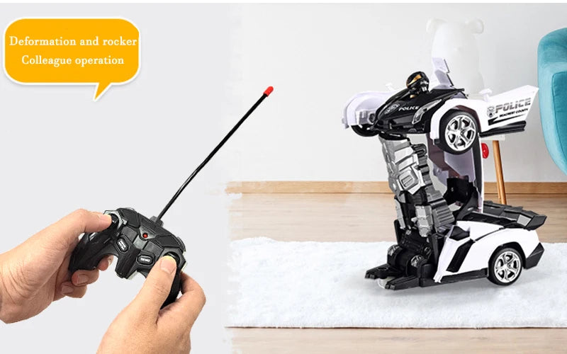 2IN1 Electric RC Car Transformation Robots One-key Deformation Car Outdoor Remote Control Sports Car Model  Children Boys Toys