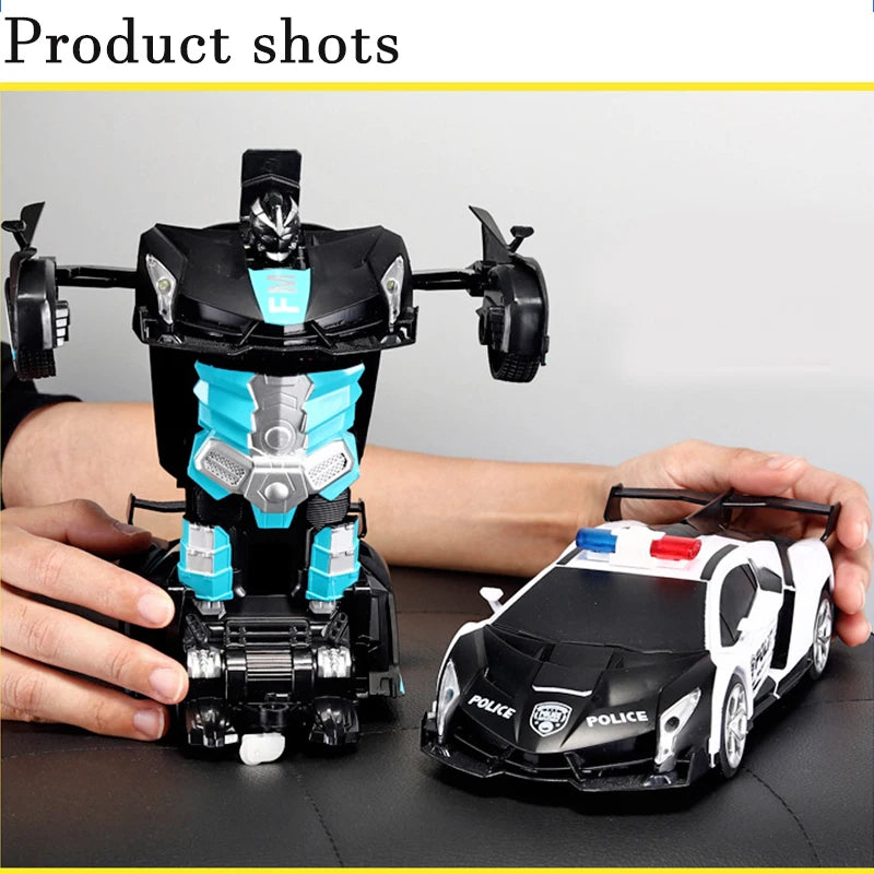 2IN1 Electric RC Car Transformation Robots One-key Deformation Car Outdoor Remote Control Sports Car Model  Children Boys Toys