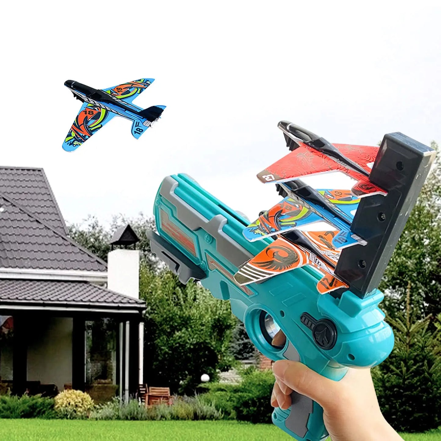 Kids Airplane Launcher Toy Throwing Foam Plane Flight Mode Catapult Plane Outdoor Sport Shooting Aircraft Sets Flying Toys Gifts