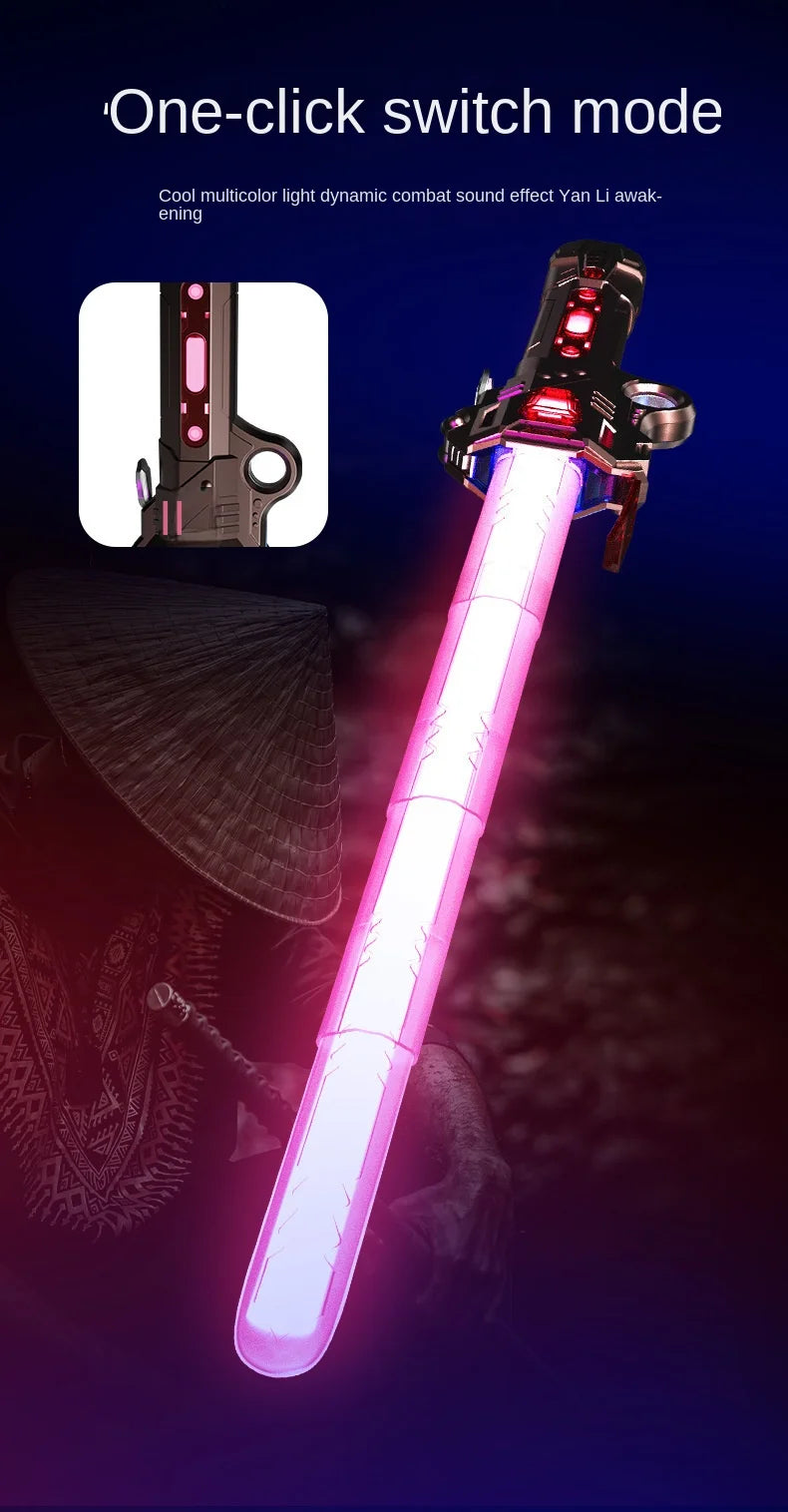 Children Colorful Glowing Sword Toys Telescopic Music Laser Sword 2-in-1 Rotating Decompression Toy Light Sword Kids Adult Toys