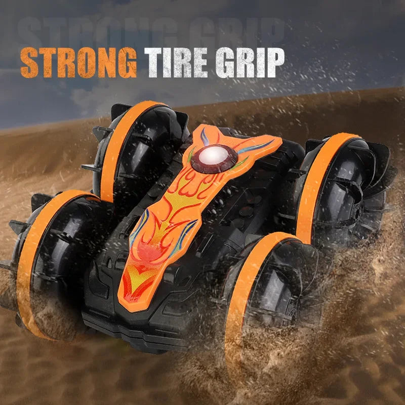 Amphibious RC car Dual remote control waterproof stunt car double side flip drift drive 360 ° rotation rc cars Kids toy gift