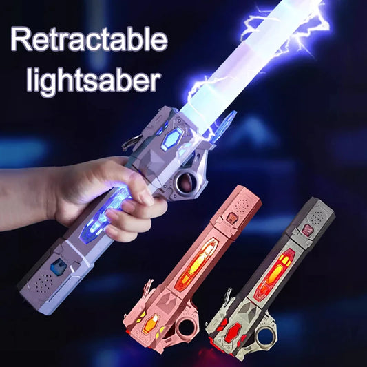 Children Colorful Glowing Sword Toys Telescopic Music Laser Sword 2-in-1 Rotating Decompression Toy Light Sword Kids Adult Toys