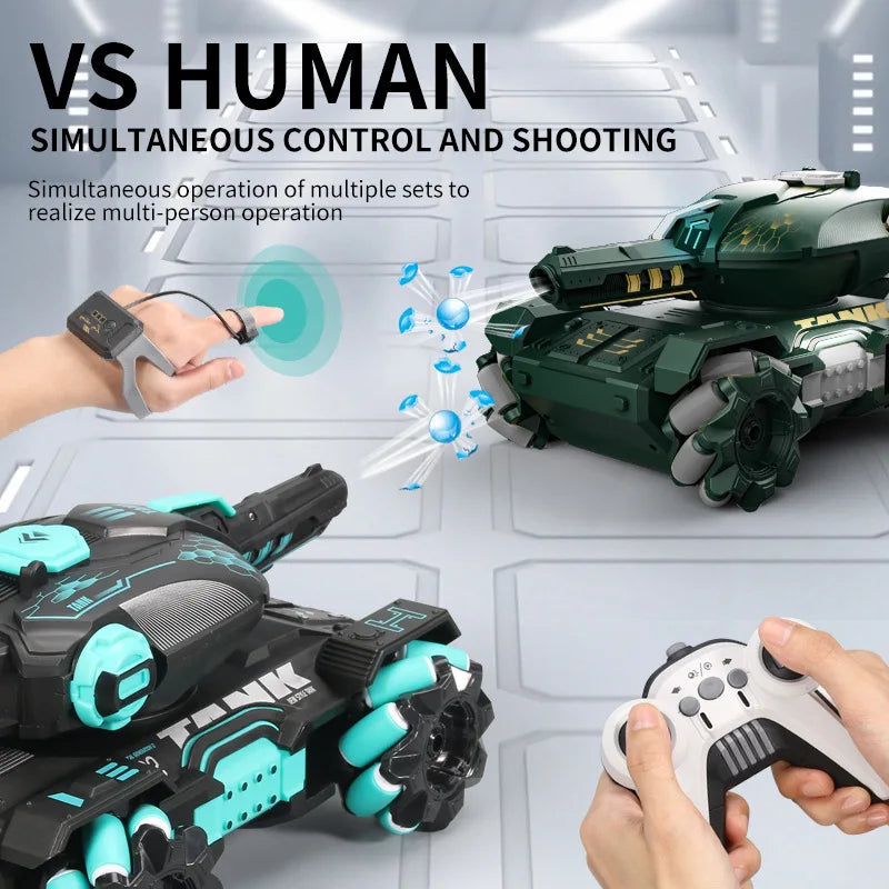 2.4G RC Battle Tank Heavy Large Interactive Remote Control Toy Car with Shoot Bullets Model Electronic Boy Toys