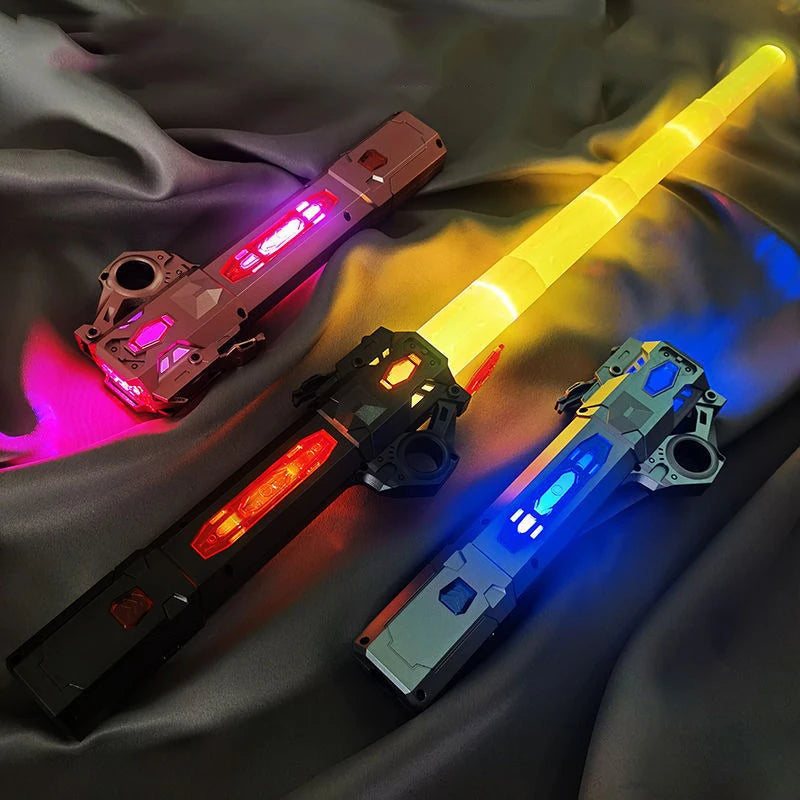 Children Colorful Glowing Sword Toys Telescopic Music Laser Sword 2-in-1 Rotating Decompression Toy Light Sword Kids Adult Toys