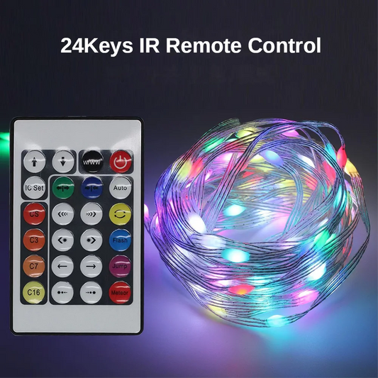 5M Bluetooth 5V WS2812B Fairy Lights Dreamcolor RGBIC Addressable Party Christmas Lights Wedding Decoration Garland LED String