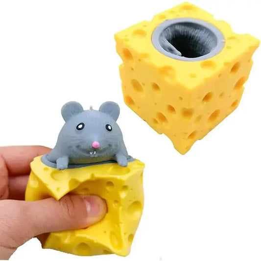 Cheese Mouse Cup Decompression Squeeze Cheese Toys Stress Relief Mice Toy Rat Stress Ball Sensory Fidget Toy Gift for Adults Kid