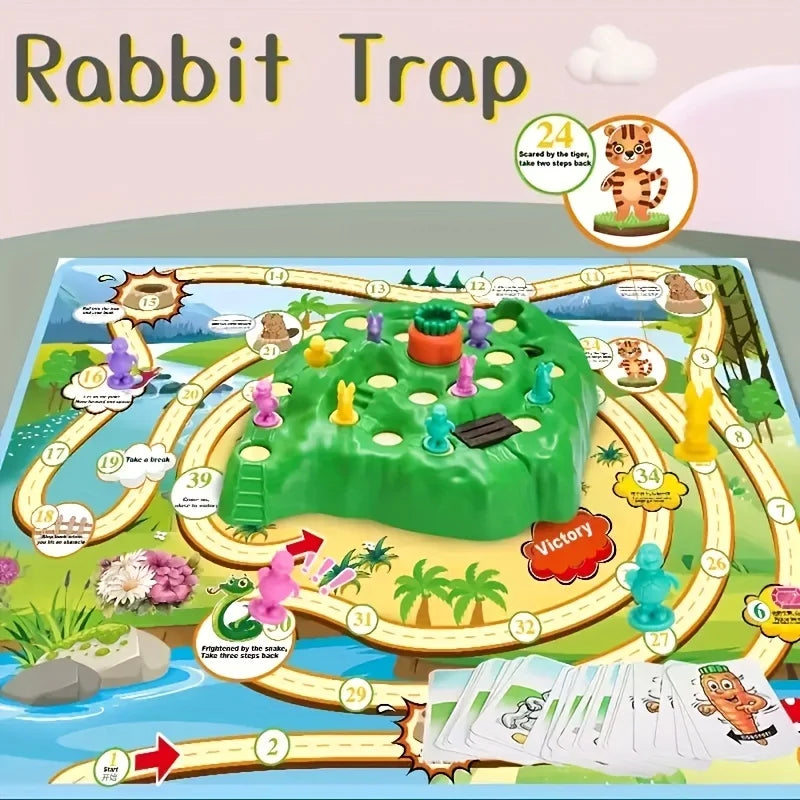 Rabbit Trap Game Toy Bunny Cross Country Race Spinning Turnip Drop Board Game Toy Early Education Children Board Family Games