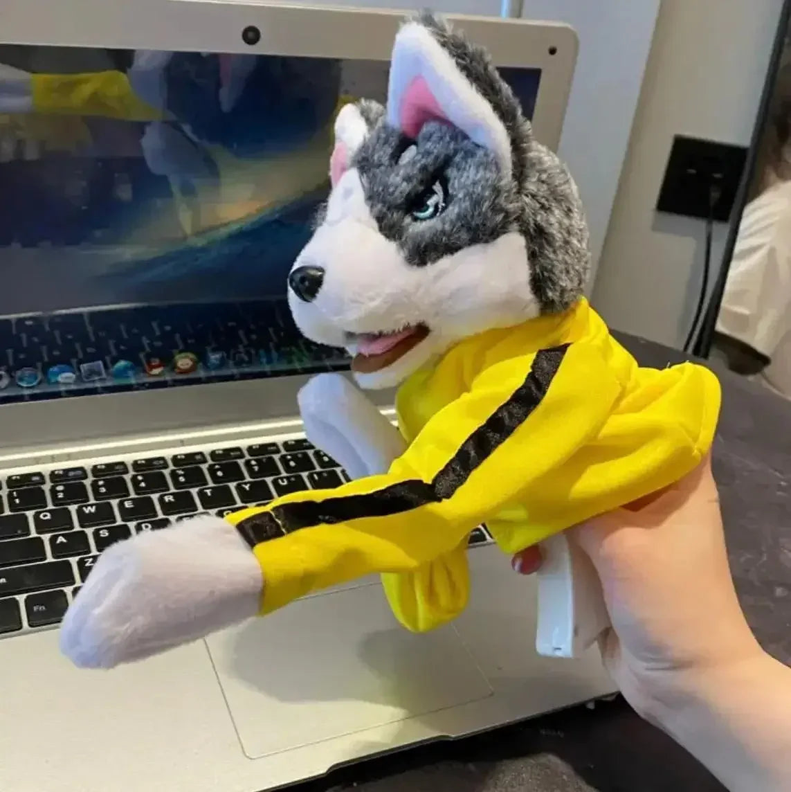 Husky Creative Interactive Boxer Doll A Toy Dog With A Loud Finger Punch Cartoon Plush Hand-Controlled Husky Doll