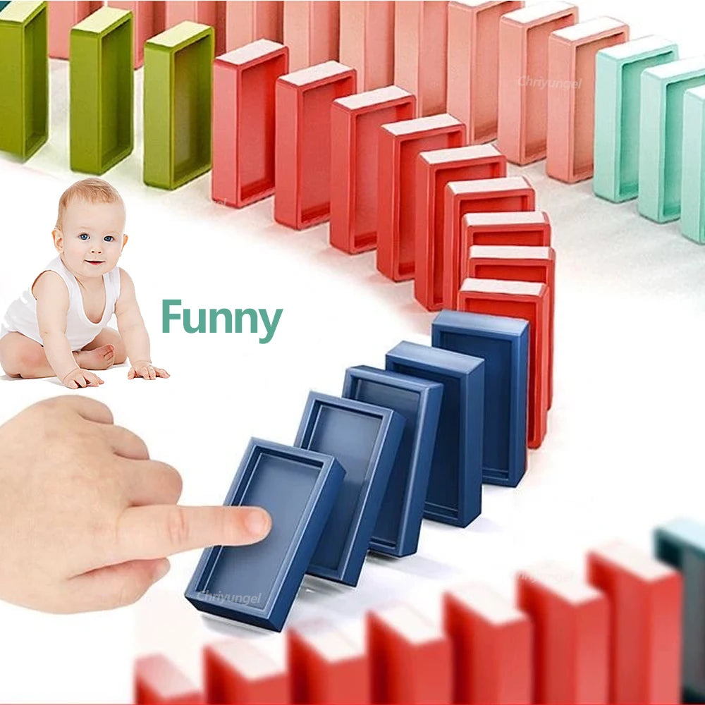 Domino Train for kids Automatic Laying Electric Car Colorful Dominoes Set Brick Blocks Kits Games Educational Toys Girl Boy Gift