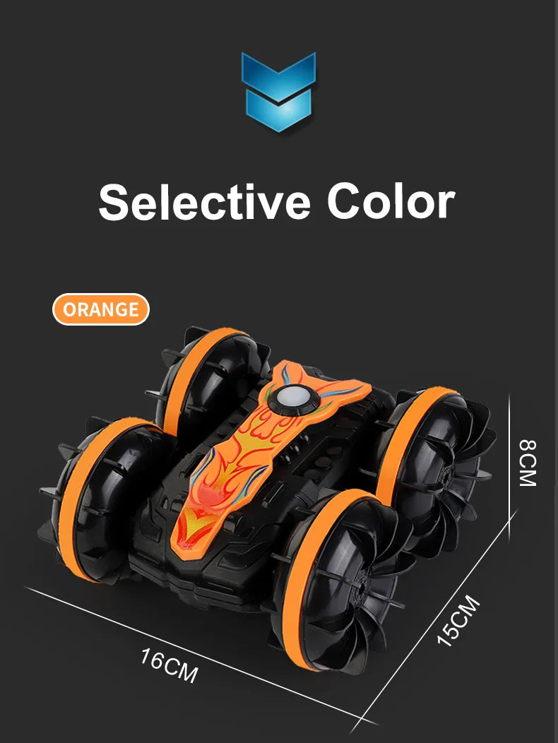 Amphibious RC car Dual remote control waterproof stunt car double side flip drift drive 360 ° rotation rc cars Kids toy gift