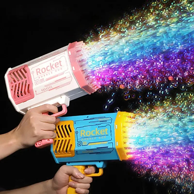 69 Holes Soap Bubbles Machine Gun Shape Automatic Blower Bubble Gun Kids Toys Rocket With Light Pomperos Outdoor Toy Gifts Party