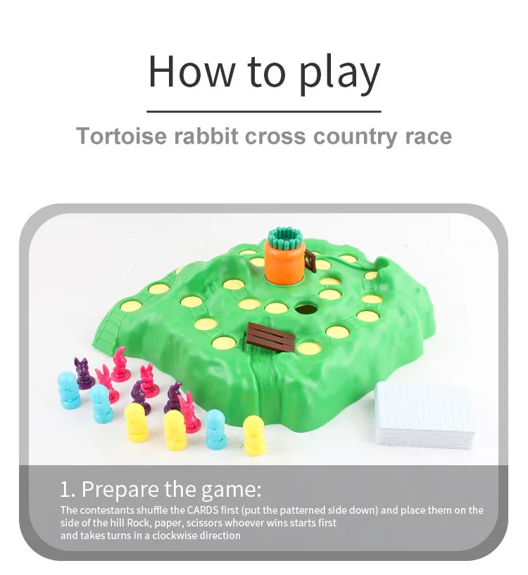 Rabbit Trap Game Toy Bunny Cross Country Race Spinning Turnip Drop Board Game Toy Early Education Children Board Family Games