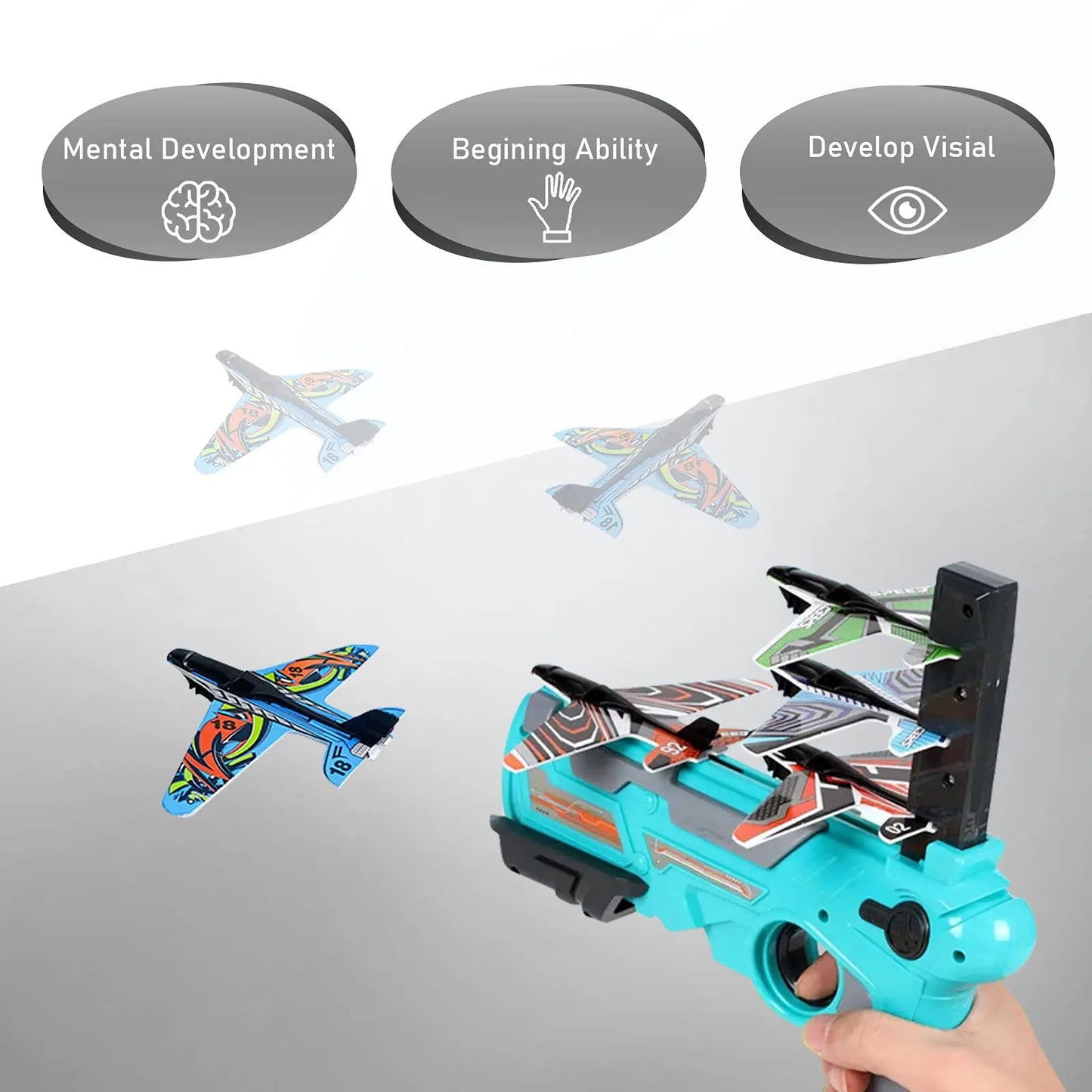 Kids Airplane Launcher Toy Throwing Foam Plane Flight Mode Catapult Plane Outdoor Sport Shooting Aircraft Sets Flying Toys Gifts