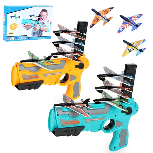 Kids Airplane Launcher Toy Throwing Foam Plane Flight Mode Catapult Plane Outdoor Sport Shooting Aircraft Sets Flying Toys Gifts