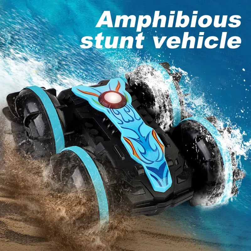 Amphibious RC car Dual remote control waterproof stunt car double side flip drift drive 360 ° rotation rc cars Kids toy gift