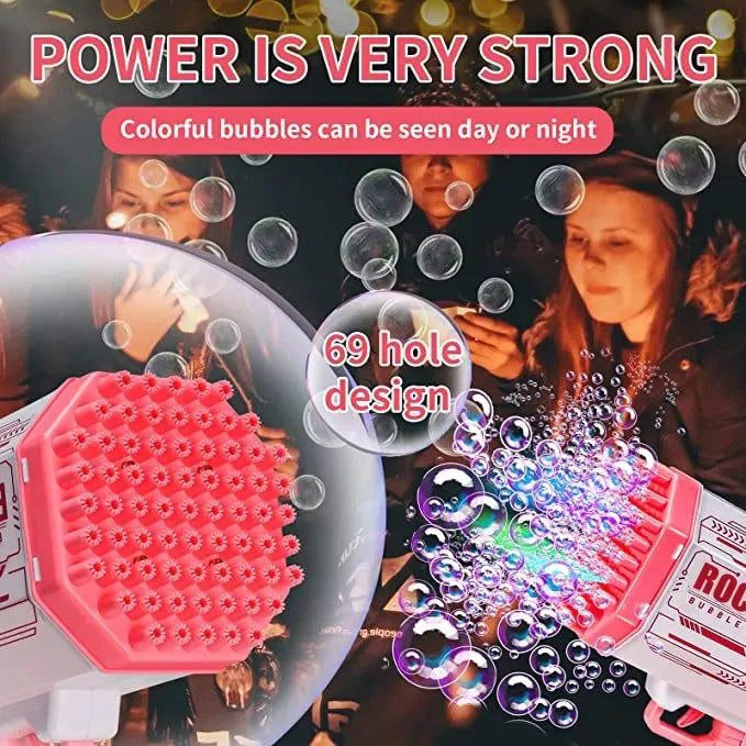 69 Holes Soap Bubbles Machine Gun Shape Automatic Blower Bubble Gun Kids Toys Rocket With Light Pomperos Outdoor Toy Gifts Party