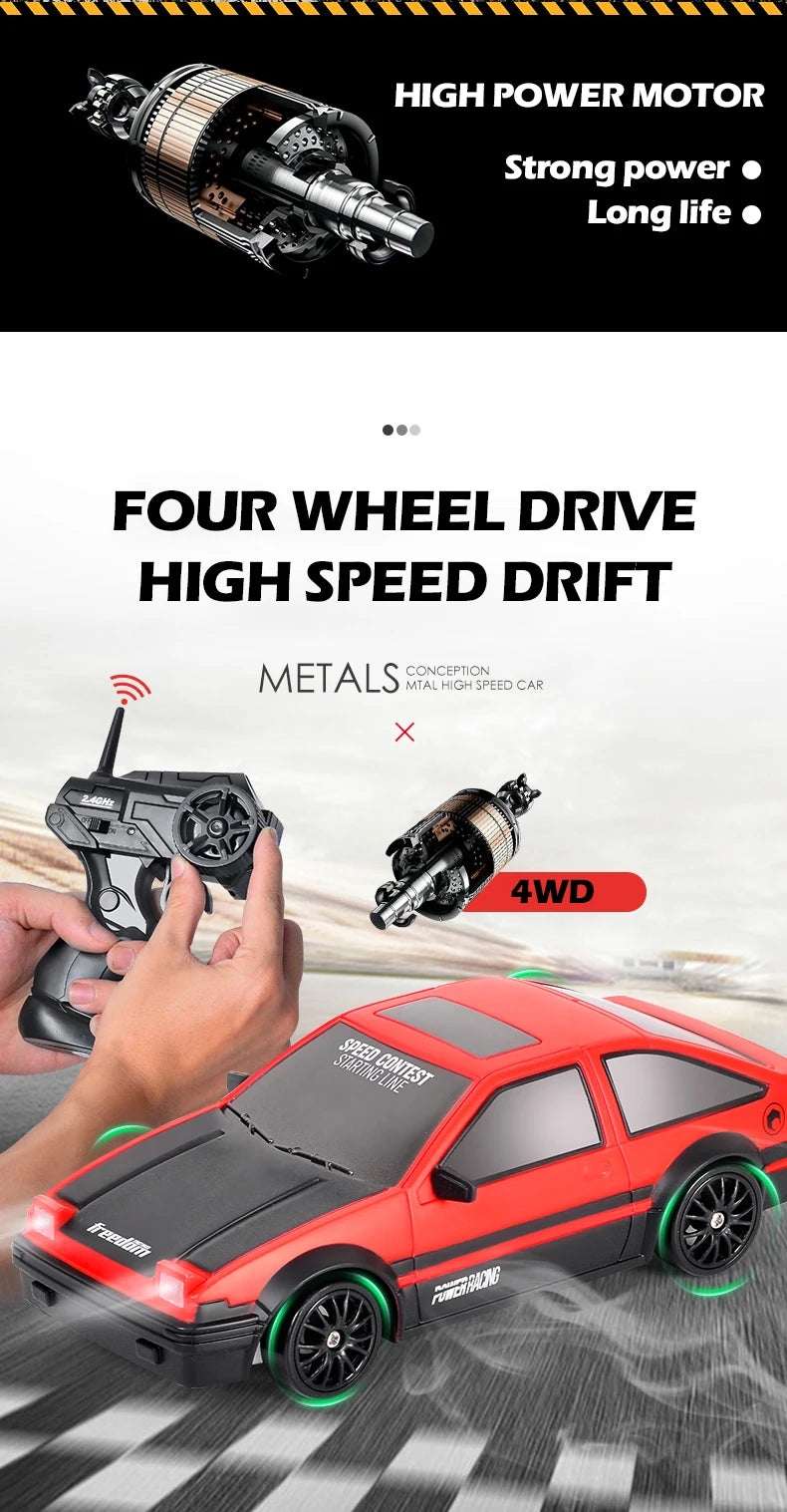 2.4G Drift Rc Cars 4WD RC Drift Car Toy Remote Control GTR Model AE86 Vehicle Car RC Racing Car Toys for Boys Children's Gift